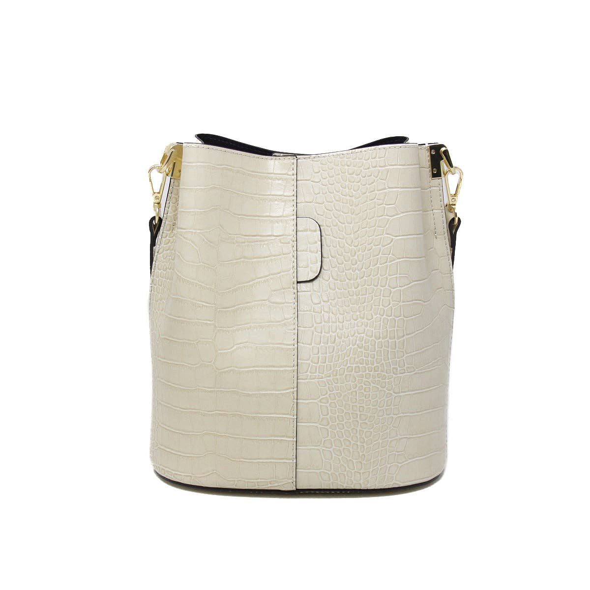 German Fuentes Handbags - GF2555 GENUINE ITALIAN LEATHER BUCKET BAG : LIGHT GREY