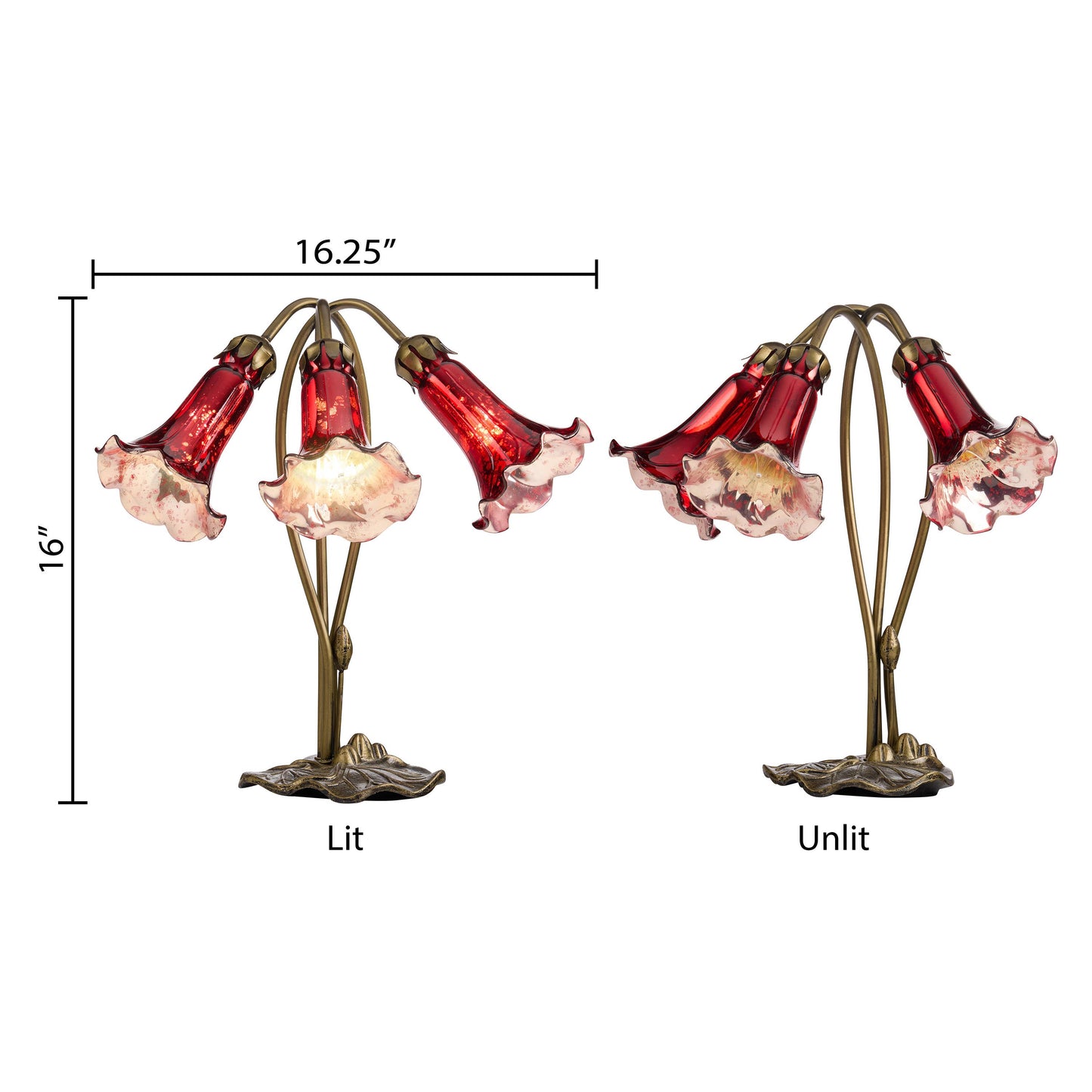 River of Goods - 16"H Hand Blown Glass 3 Lily Downlight Table Lamp