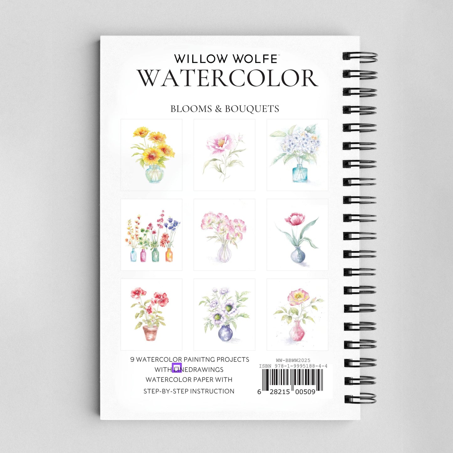 Willow Wolfe USA - Blooms & Bouquets Watercolor Workbook by Willow Wolfe