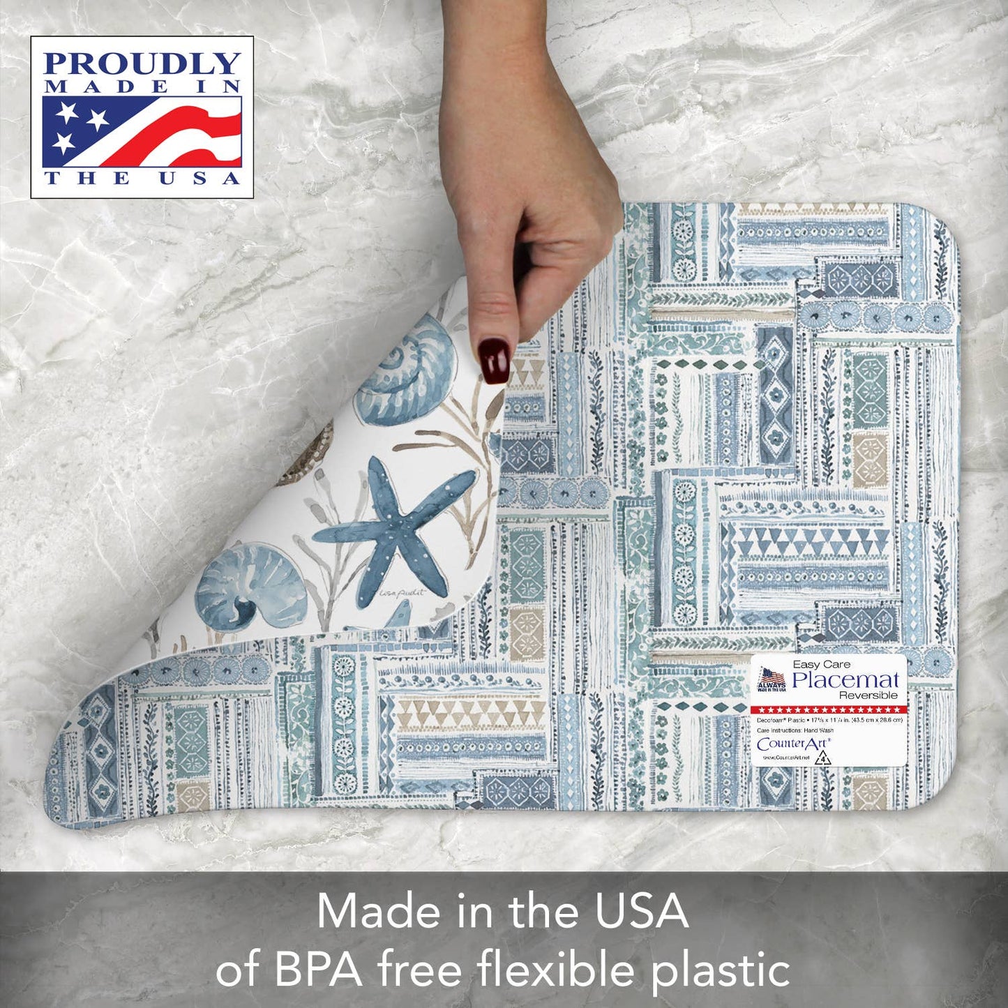 CounterArt/Highland Home/Thirstystone/CoasterStone - Blue Escape Reversible Rectangular Plastic Placemat