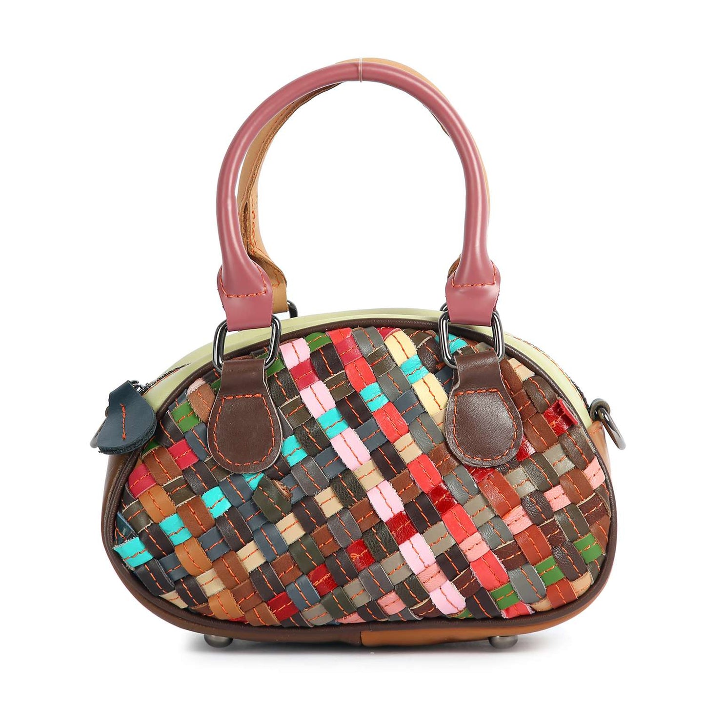 Handbag Express - Genuine Leather Woven  Petite Hand Tote: Multi