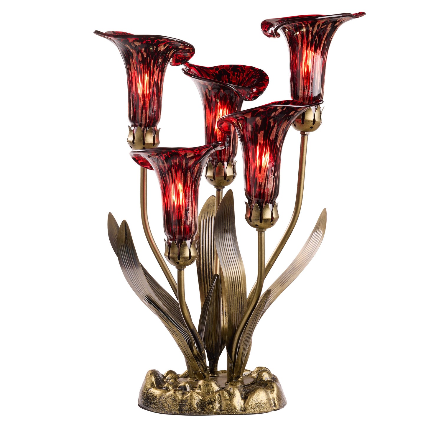 River of Goods - 20"H Red Hand Blown Glass 5 Calla Lily Uplight Accent Lamp