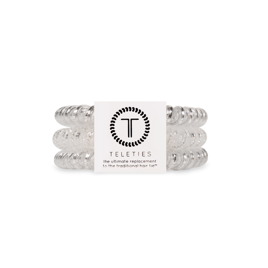 TELETIES - Spiral Hair Coils | Small | Silver Slay Hair Ties