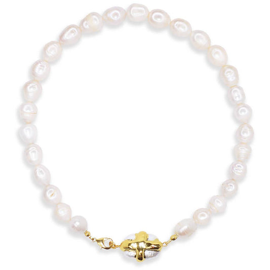 KARINE SULTAN - White pearl strand necklace with large center pearl