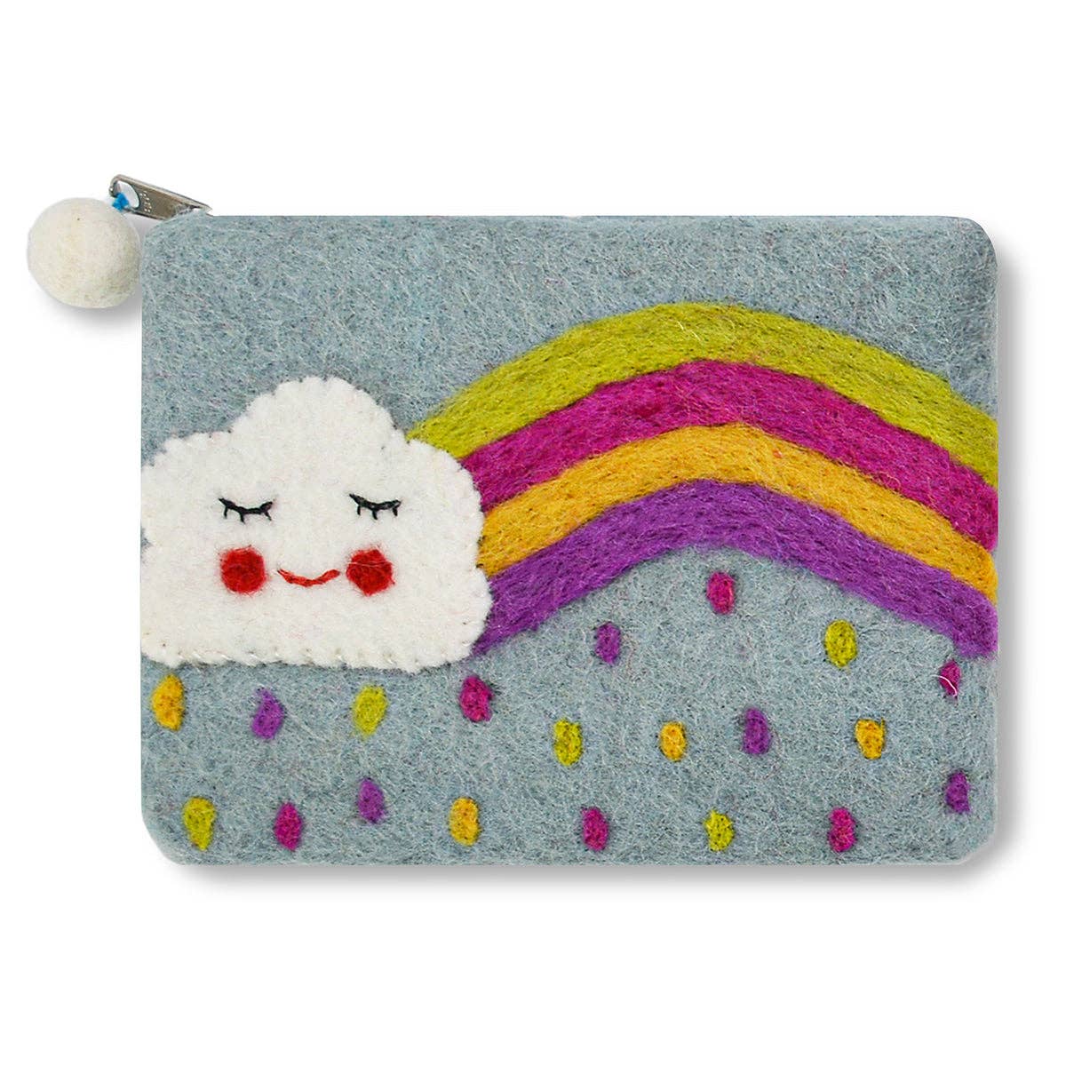 BNB Crafts Inc. - Cloud and Rainbow with Raindrop Design Coin Purse: Aqua