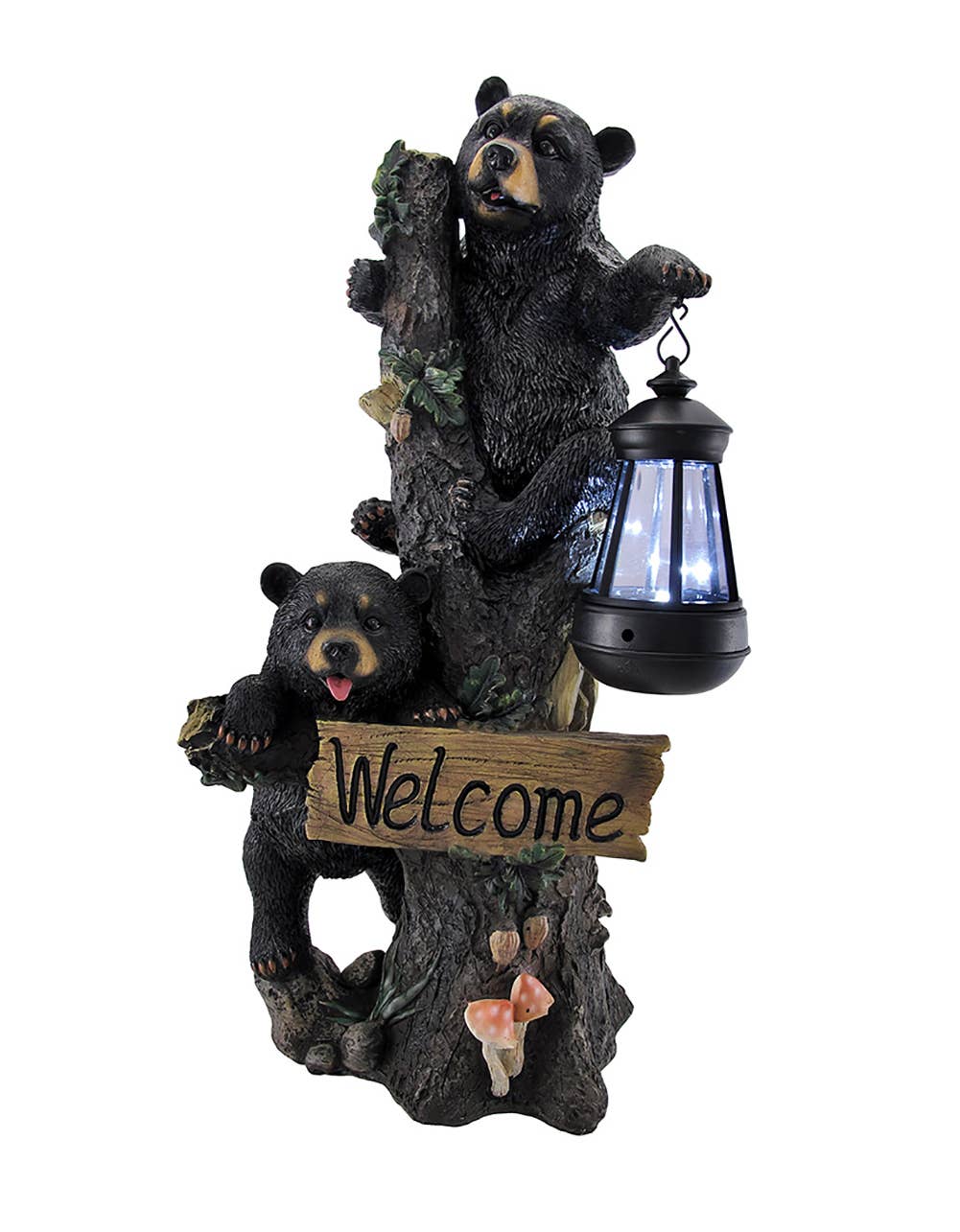 Zeckos - Climbing Bear Cubs Solar Light Welcome Statue