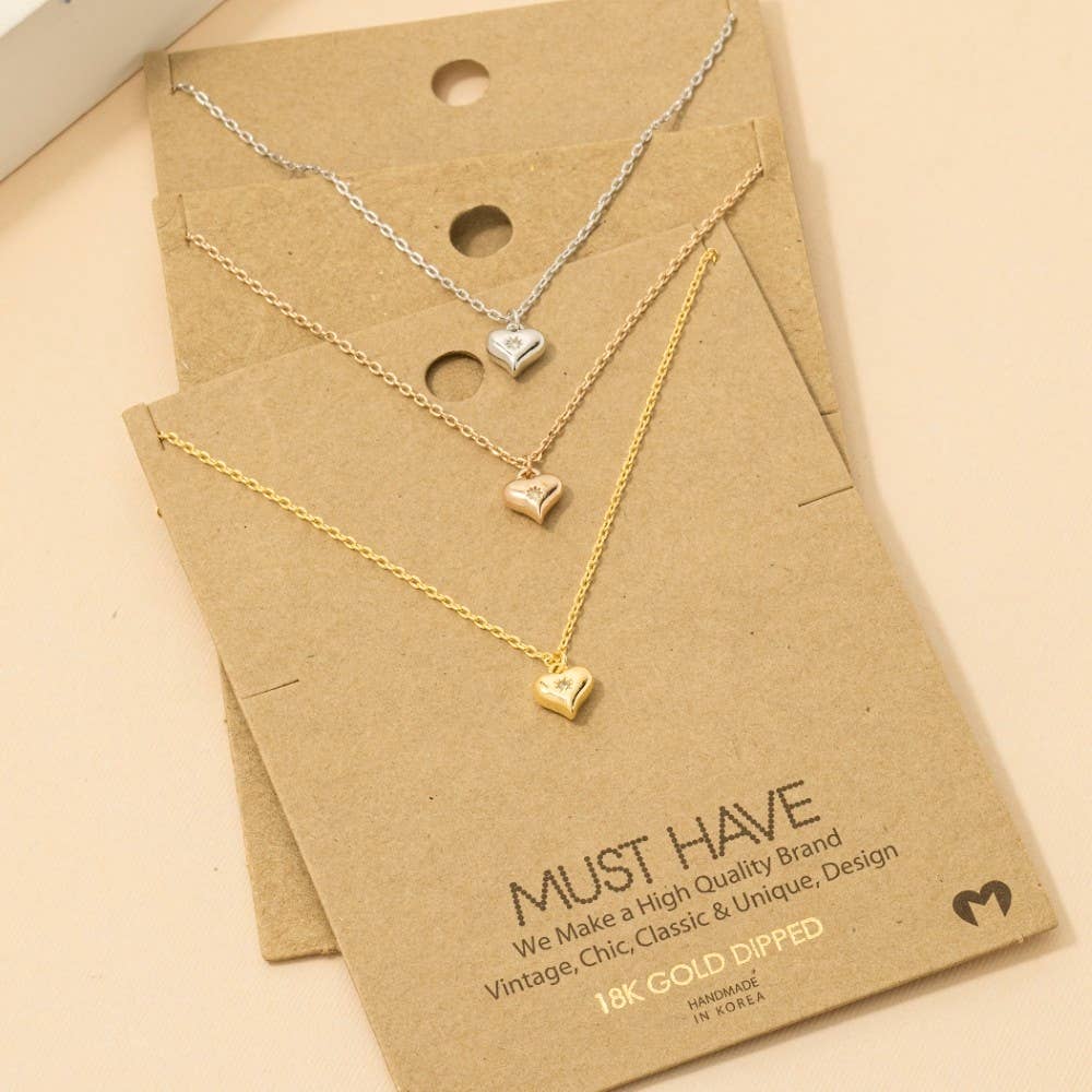 The Looks by Fame Accessories - Gold Dipped Mini Heart Pendant Necklace: G