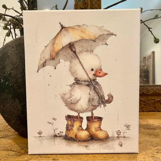 Rustic Nester - Spring summer home decor,  whimsical canvas art print : 11x14