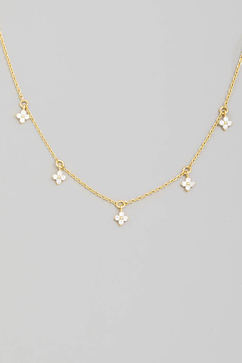 The Looks by Fame Accessories - Pave Clover Charms Chain Necklace: G