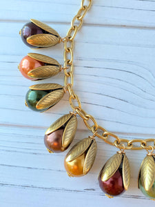 Lenora Dame - Cornucopia Fall Bead Cap Necklace