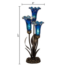 Load image into Gallery viewer, River of Goods - 21&quot;H Blue Mercury Glass 3 Lily Uplight Table Lamp