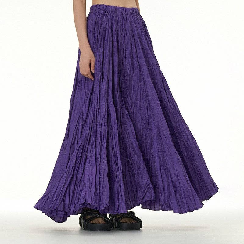 UZ Wholesale Store - Solid Color Draped Ruched Skirt: BLACK / FREE SIZE