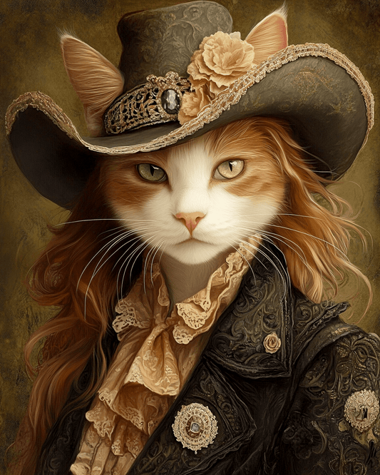 Mowbi - Cowgirl Cat "Kitty Kate" Wall Art Prints – 8″x10″ Artwork for 11″x14″ Frame