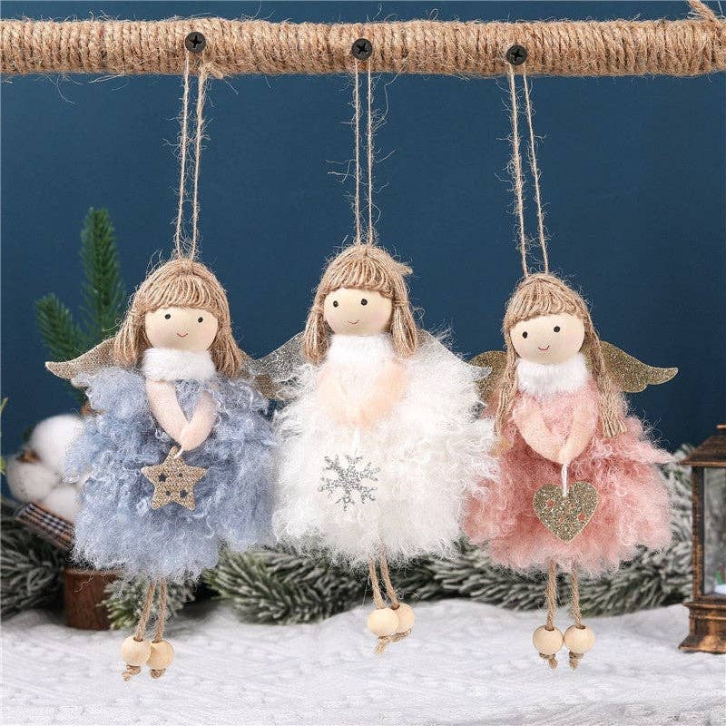 Ekartini - Christmas Plush Angel Girl Ornament: KHAKI