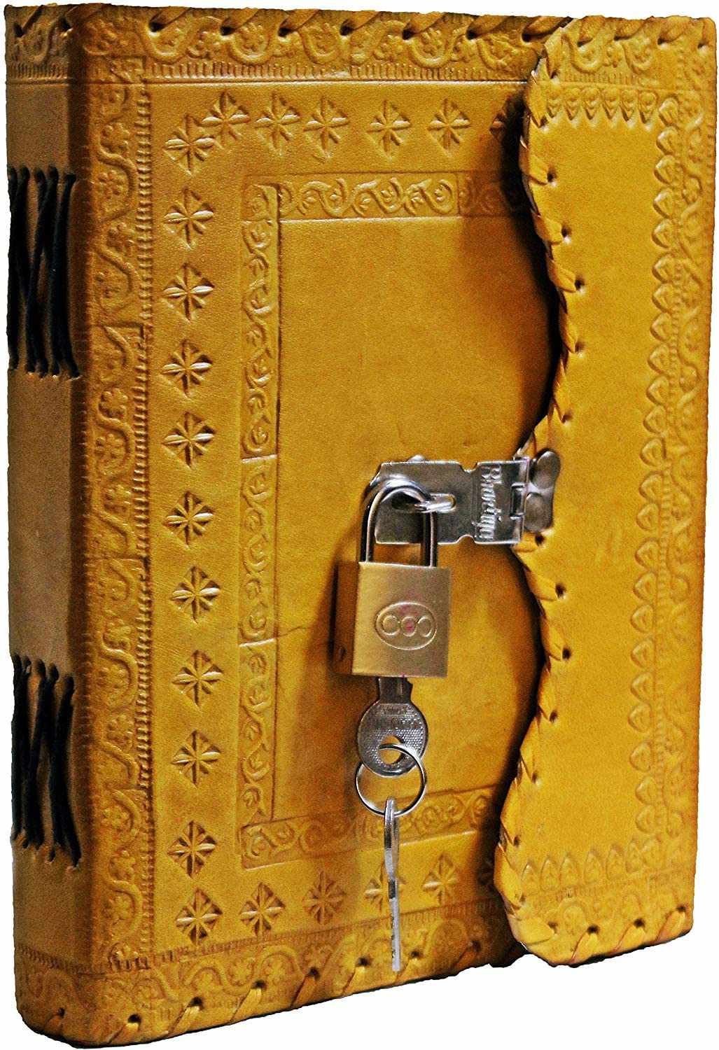 Tuzech Leather - TUZECH Leather Journal for Men and Women Leather Diary to Write Poems,Sketchbook, Record Keeping Notebook Personal Memoir with Lock and Key - Unlined 7 Inches: Brown