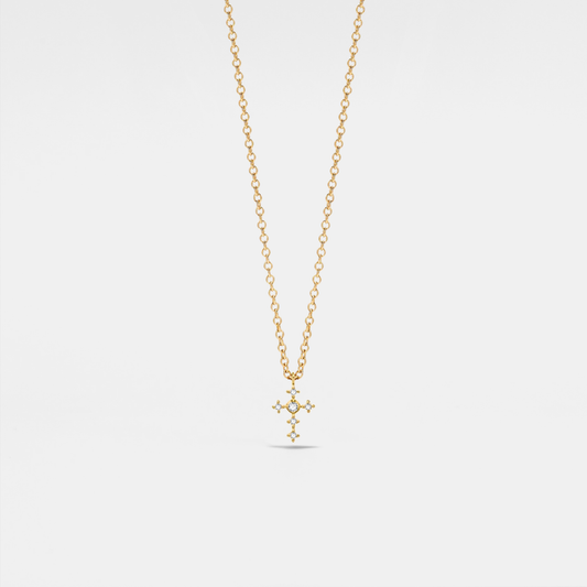 Perimade & Co. LLC - Dainty Gold Cross Pendant Necklace in 925 Sterling Silver: Gold