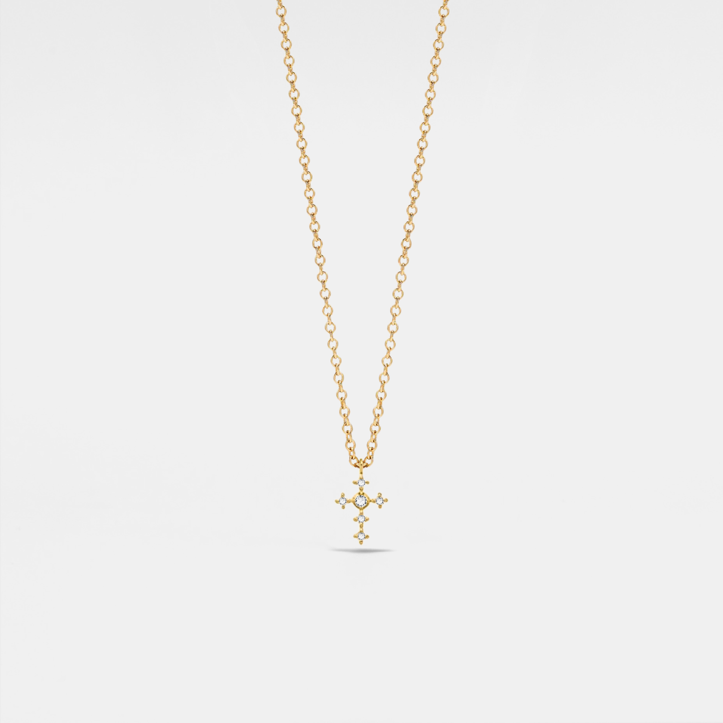 Perimade & Co. LLC - Dainty Gold Cross Pendant Necklace in 925 Sterling Silver: Silver