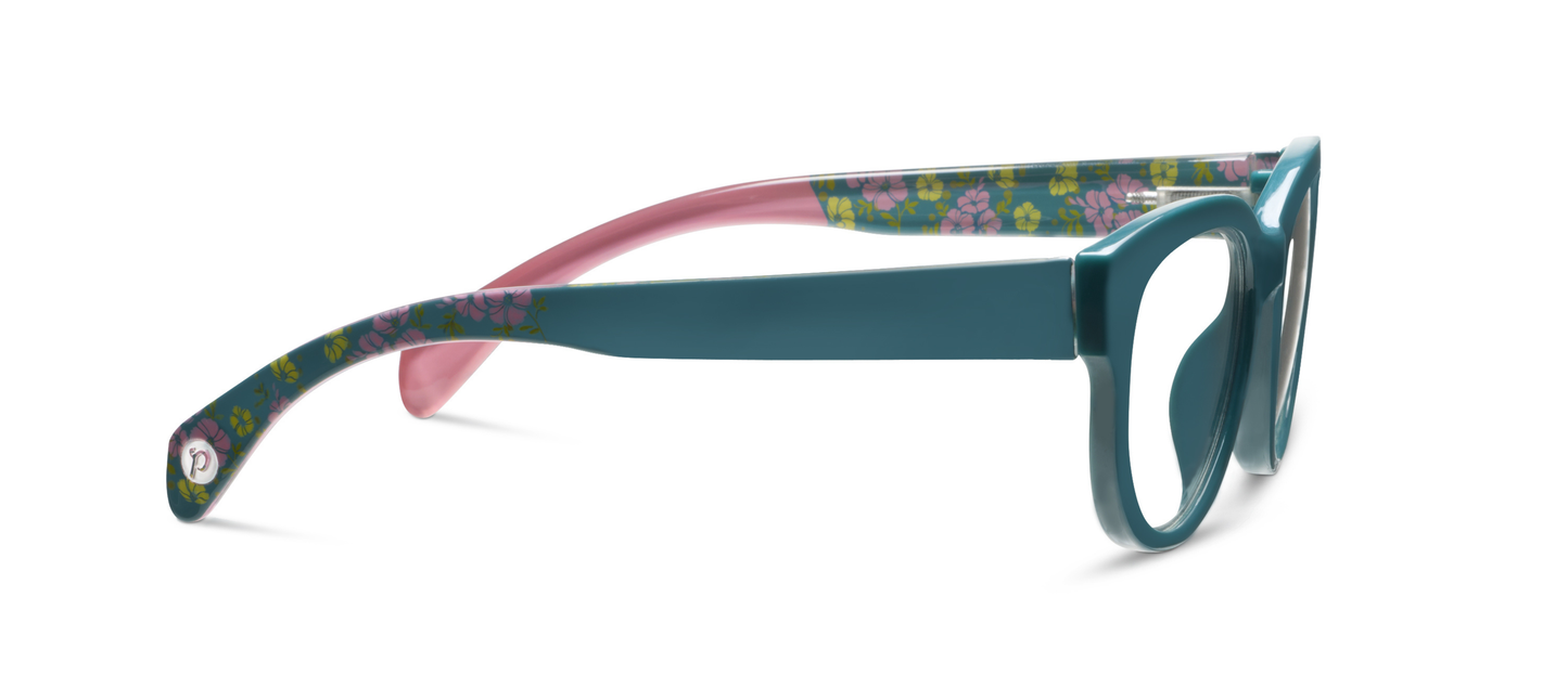 Peepers - Bee (Blue Light): Teal/Floral / Reading / 2.75