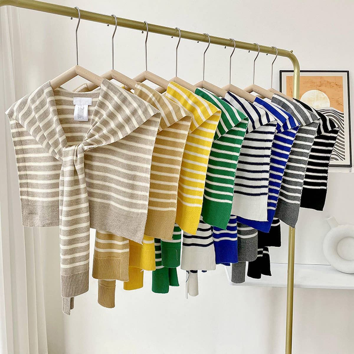 ACCITY - STRIPED KNITTED OUTER SHAWL_CWASC0758: OFFWHITE / (OS) 1