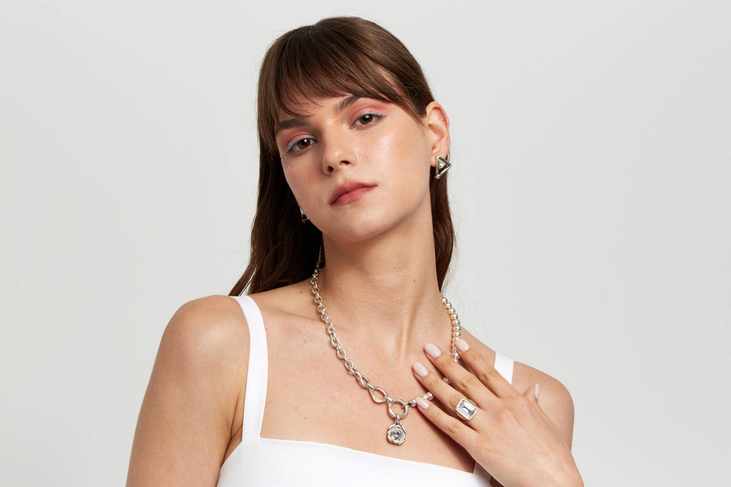 Chanour - Handmade Clear Crystal Brass Ring - 6916