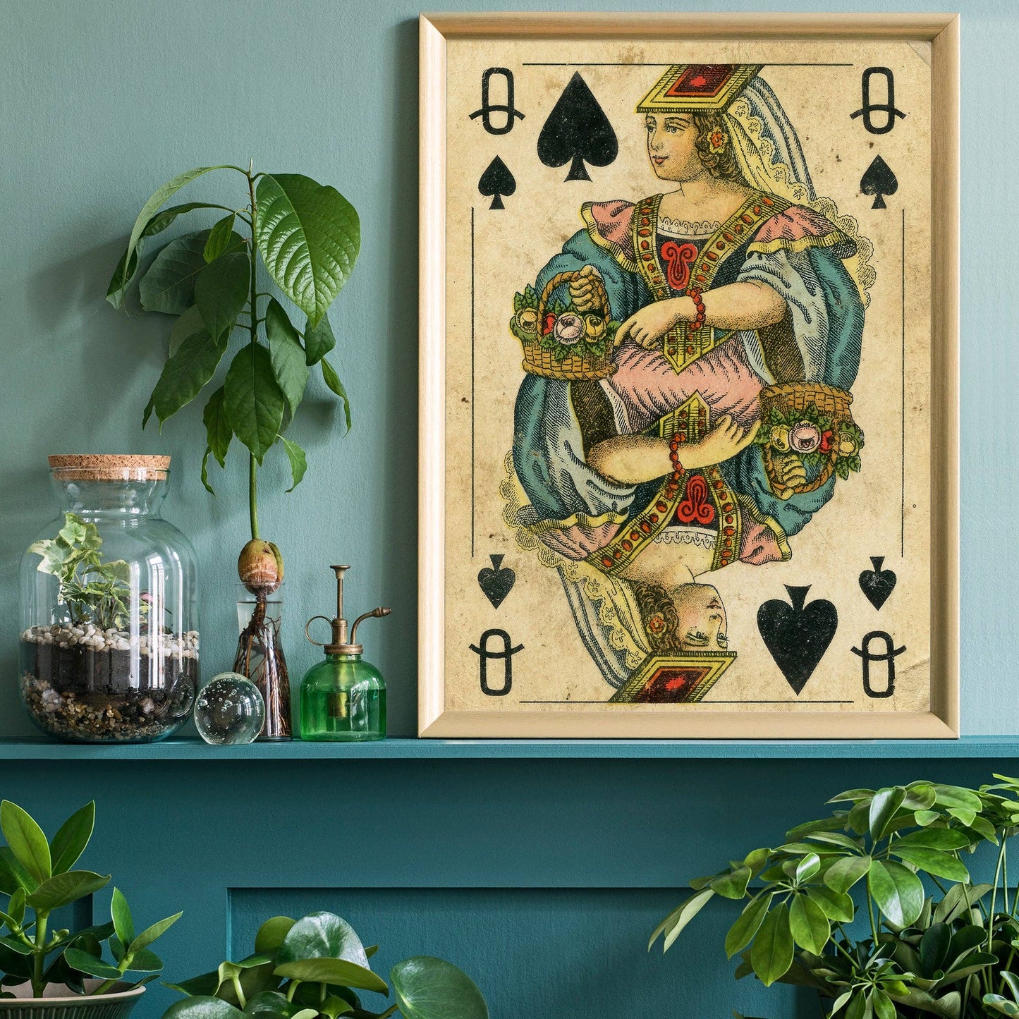 Ink & Drop - Vintage Playing Card Print - Queen of Spades: 11 ¾ x 15 ¾ in | 30x40 cm / Matte