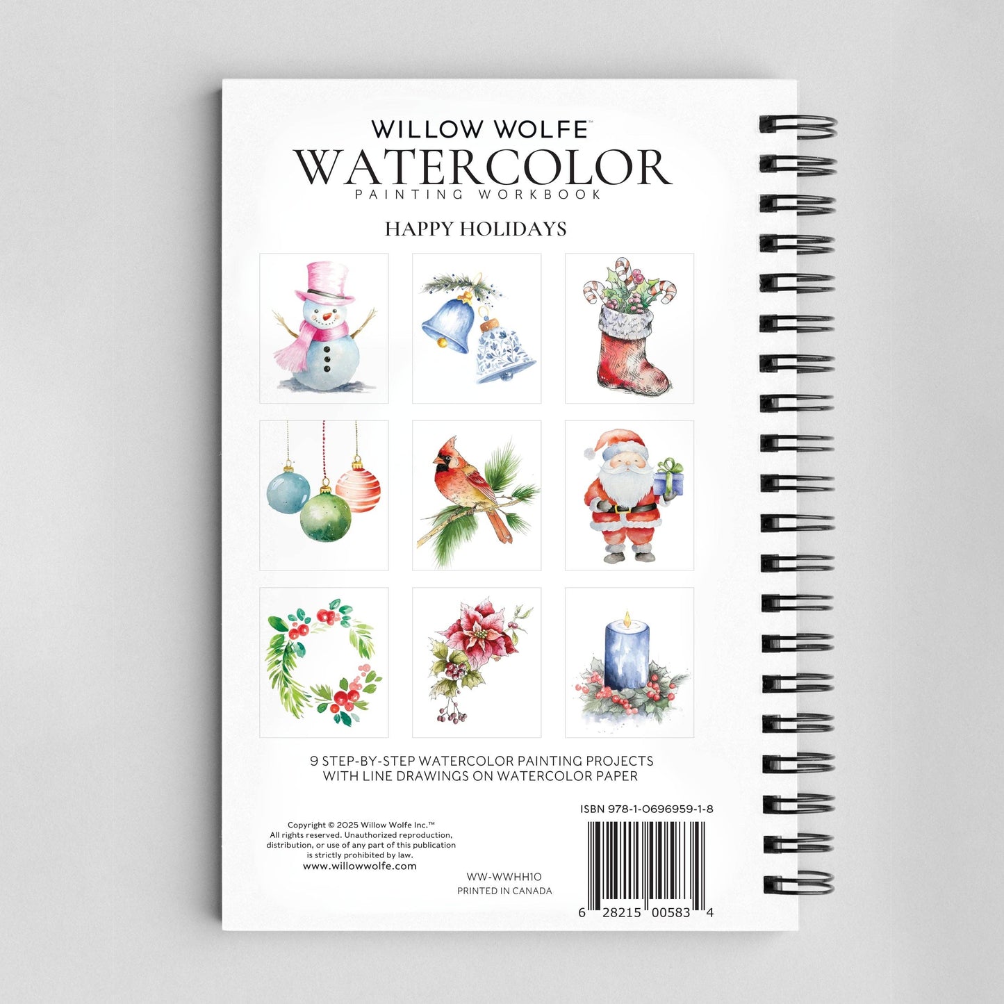 Willow Wolfe USA - Happy Holidays Watercolor Workbook by Willow Wolfe