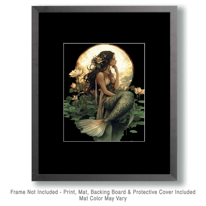 Mowbi - Midnight Mermaid - Wall Art Print - Ocean Seaside Beachcore - 8"x10" Artwork - 11"x14" Matte