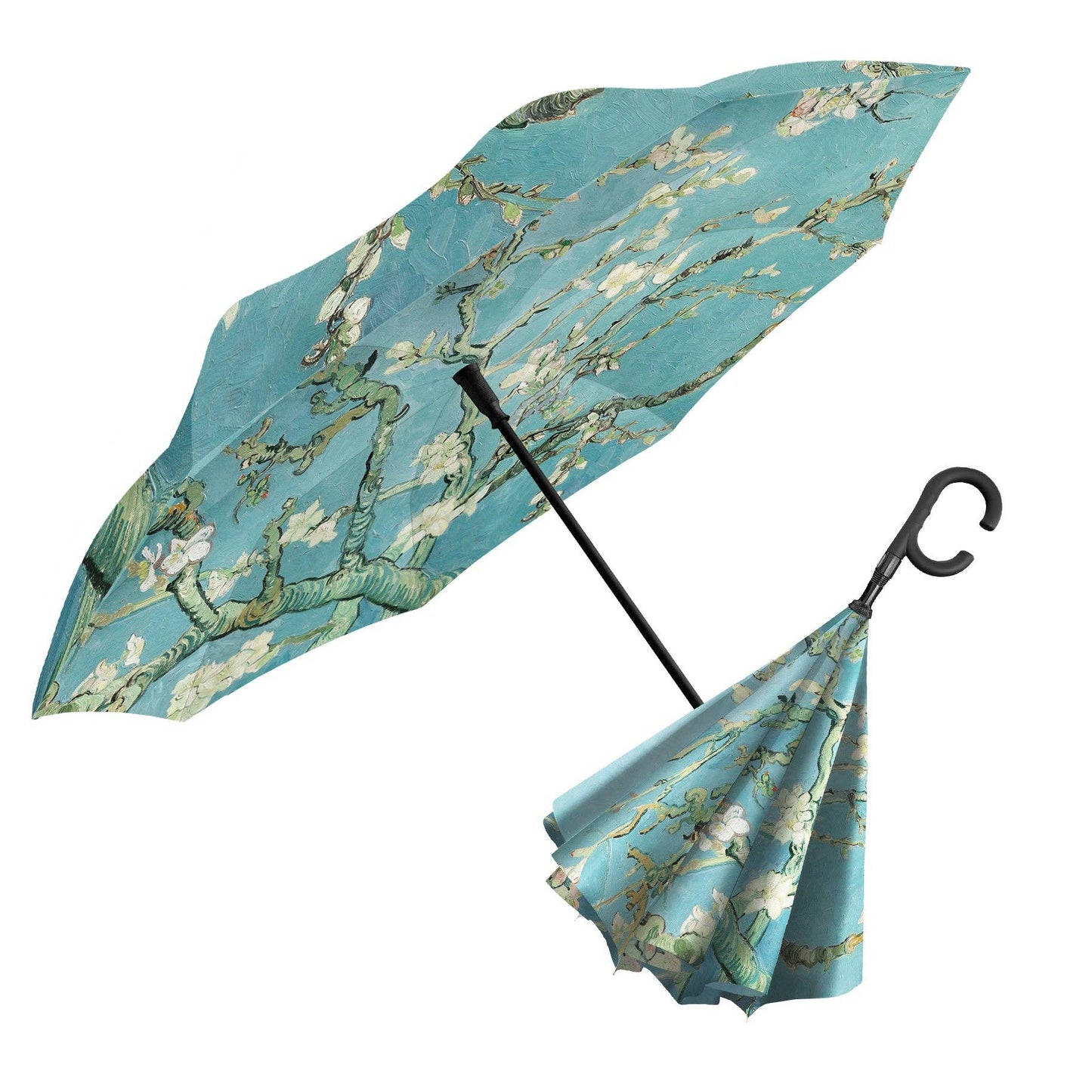 RainCaper - Van Gogh Almond Blossom Reverse Inverted Umbrella – Windproof, Hands-Free
