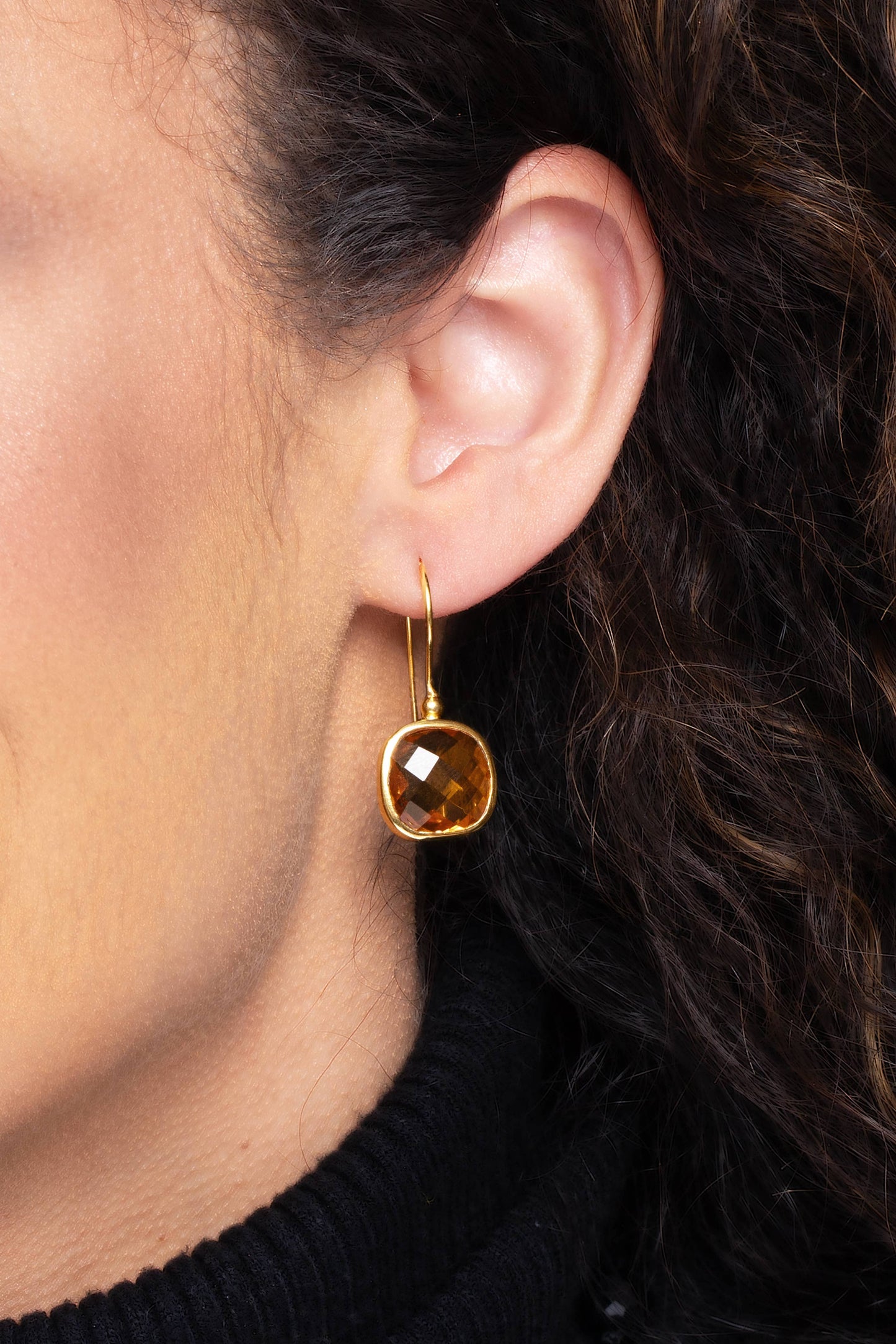 SAACHI - Cushion Cut Gemstone Earrings: Aqua Blue