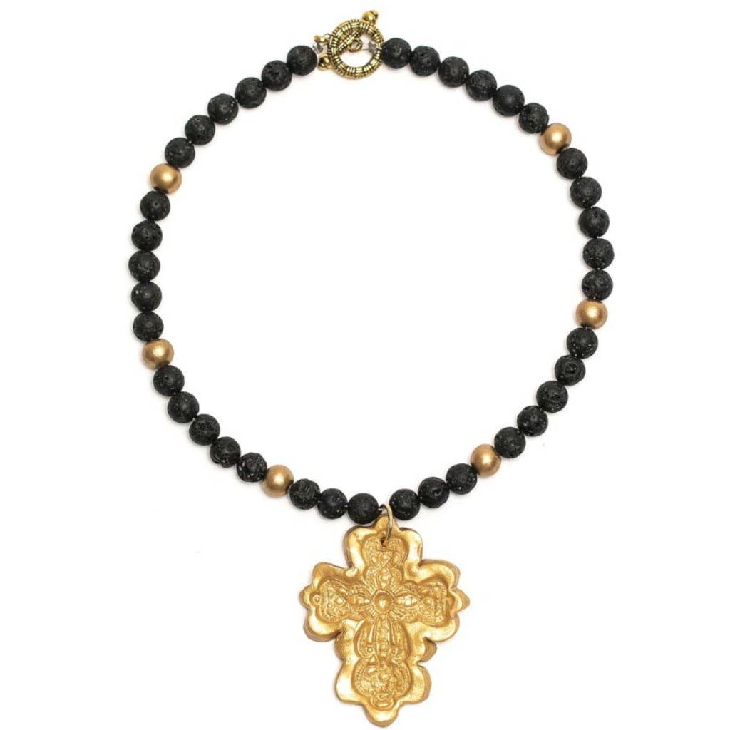 Hidden Truth Jewelry - Black Lava with Cherrie Cross Necklace
