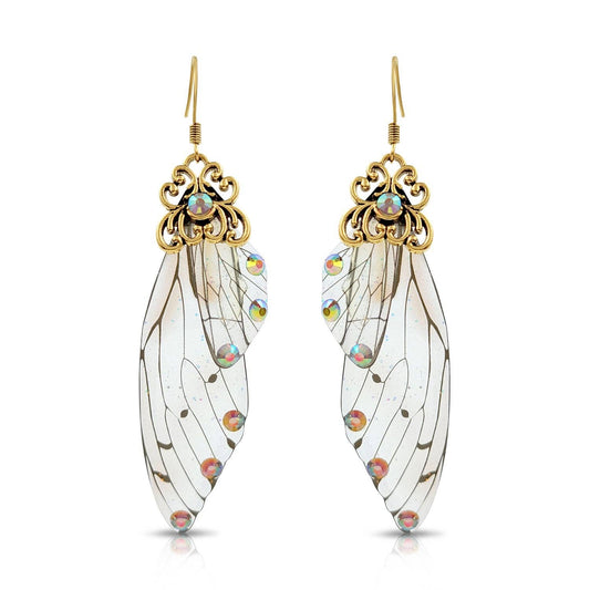 BESHEEK JEWELRY - BeSheek Antique Gold Clear Resin Butterfly Wings: Title