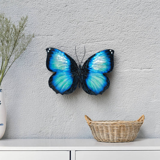 Eangee Home Design - Butterfly Wall Decor Blue And Black, w/ Capiz, Outdoor Safe