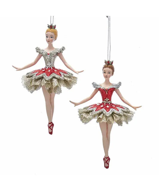 Kurt S. Adler, Inc. - 6"RUBY/PLAT BALLERINA ORNAMENT 2/ASSTD