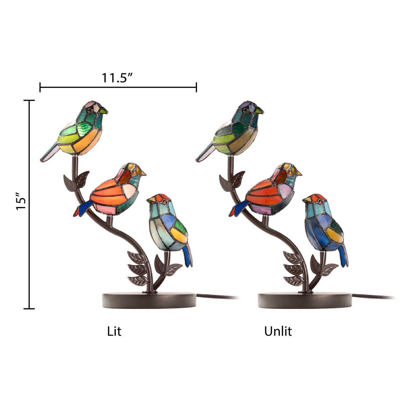 River of Goods - 15"H Tiffany-Style Stained Glass Bird Novelty Table Lamp
