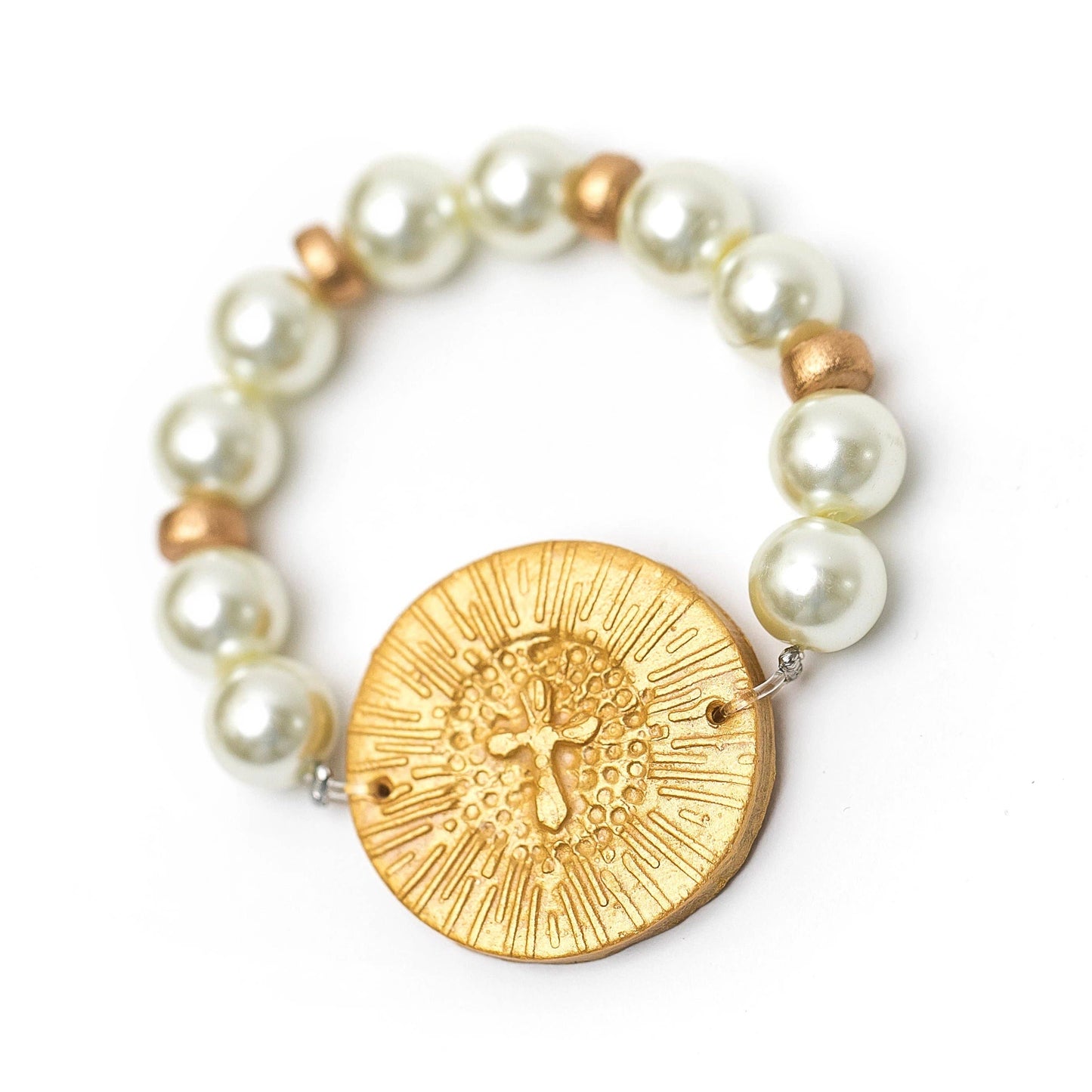 Hidden Truth Jewelry - Pearl with Victory Cross Bracelet
