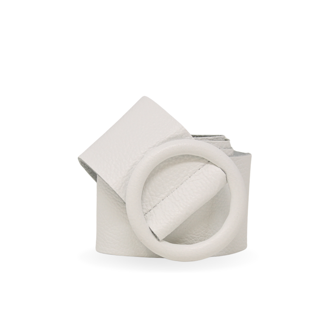 German Fuentes Handbags - CINT-06 CIRCULAR BUCKLE LEATHER BELT: Camel