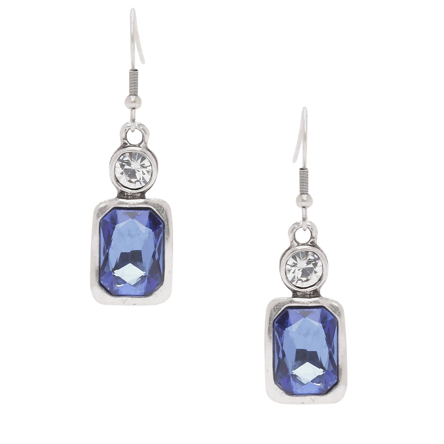 Chanour - Handmade Blue Crystal Pewter Earrings - 1963