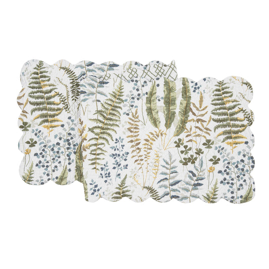 C&F Home - Cecil Quilted Reversible Botanical Fern Table Runner