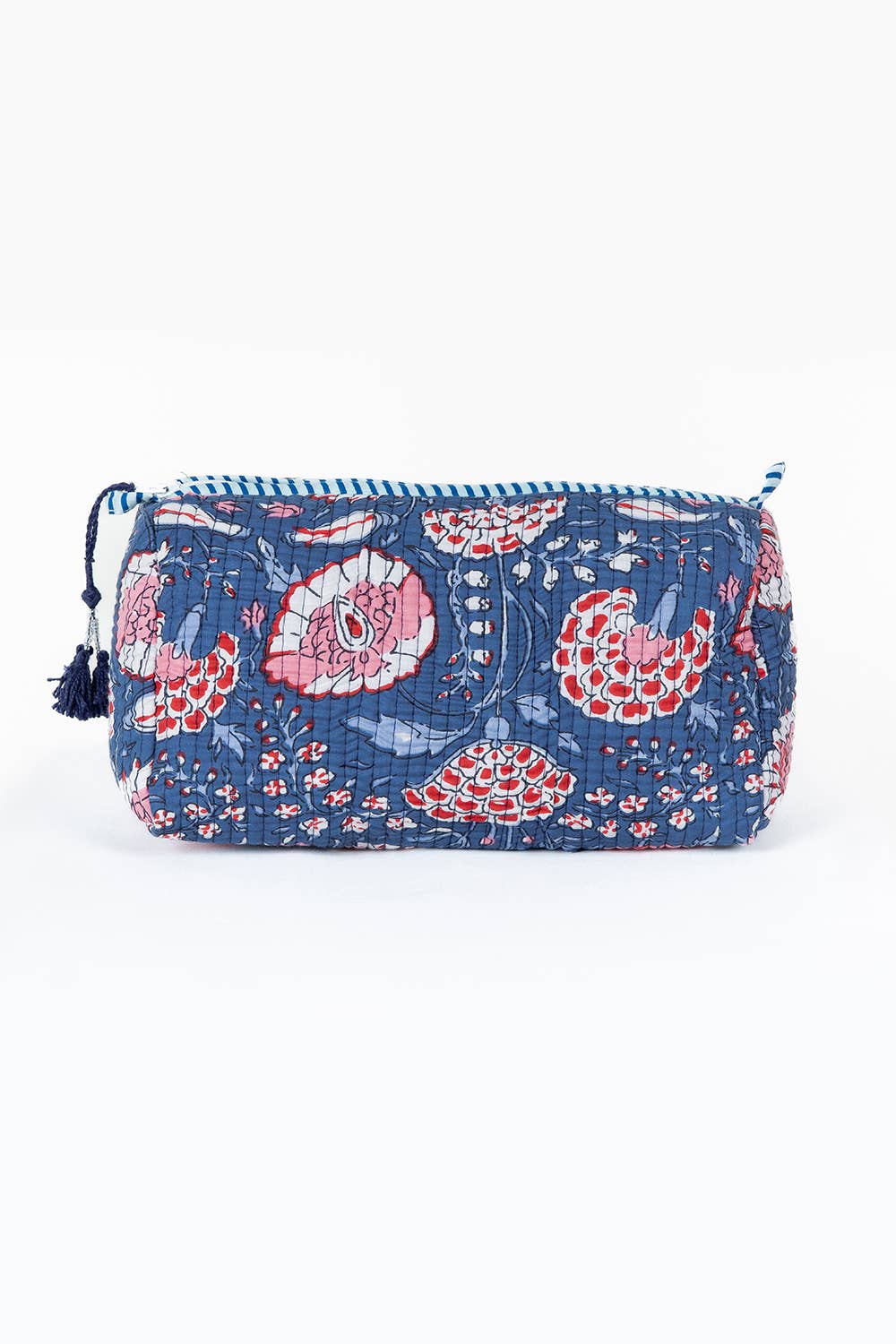 LA Soul - Blue Floral print Quilted Cotton Toiletry Bag Set