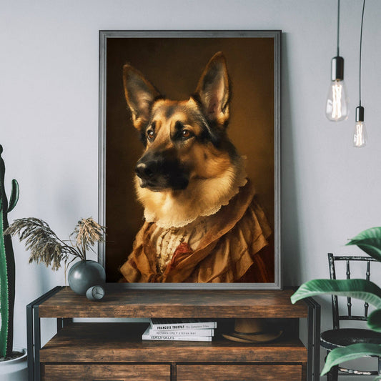 Ink & Drop - German Shepherd Alsatian Dog Portrait Print: 11 ¾ x 15 ¾ in | 30x40 cm / Matte