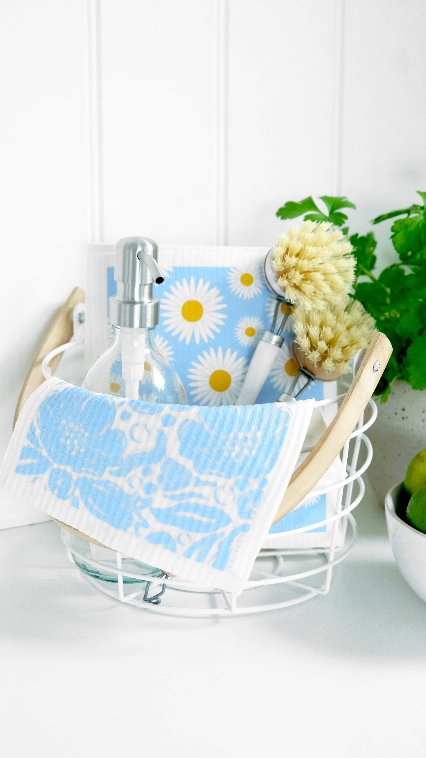 Jangneus - Swedish Dishcloth - Daisy - Blue/Ochre