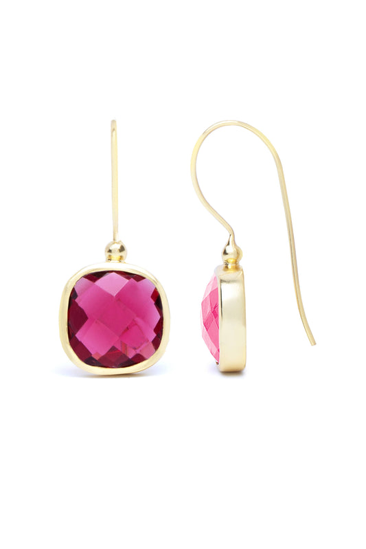 SAACHI - Cushion Cut Gemstone Earrings: RED