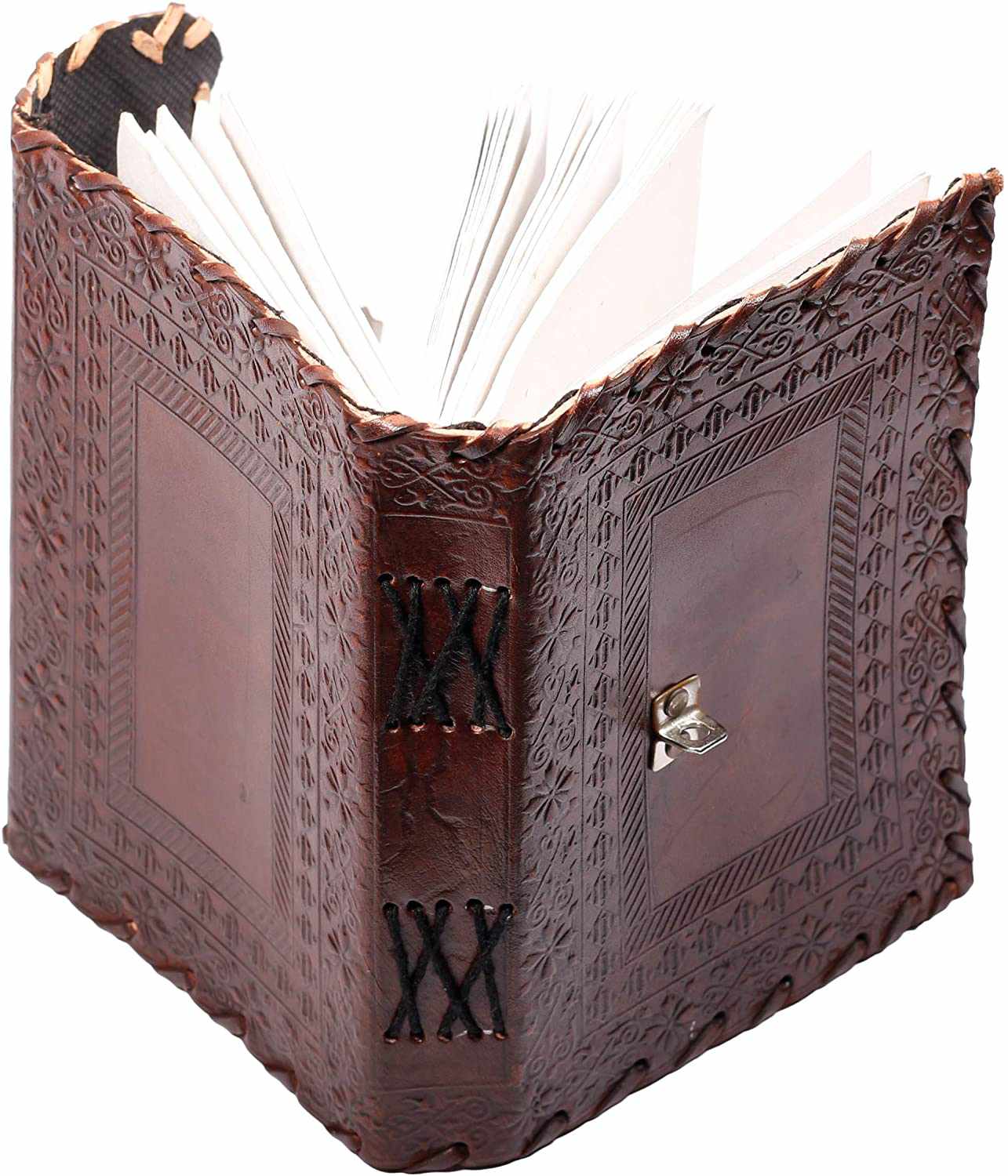 Tuzech Leather - TUZECH Leather Journal for Men and Women Leather Diary to Write Poems,Sketchbook, Record Keeping Notebook Personal Memoir with Lock and Key - Unlined 7 Inches: Brown