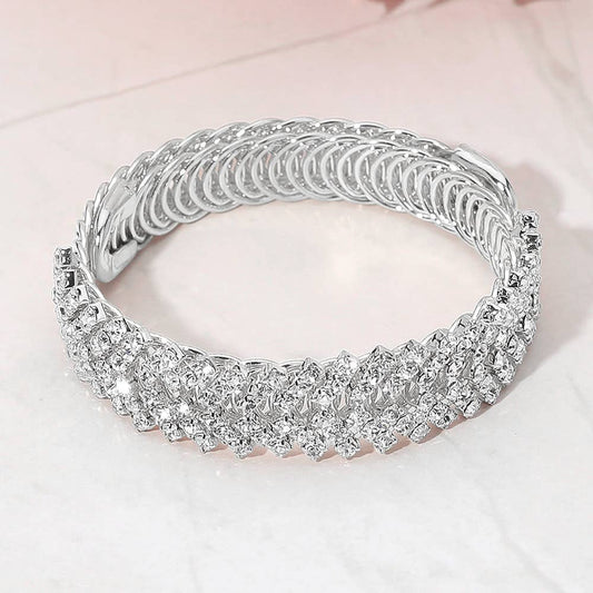 Sensibling Corp. - Crystal Rhinestone Adjustable Evening Bracelet: Clear,Silver