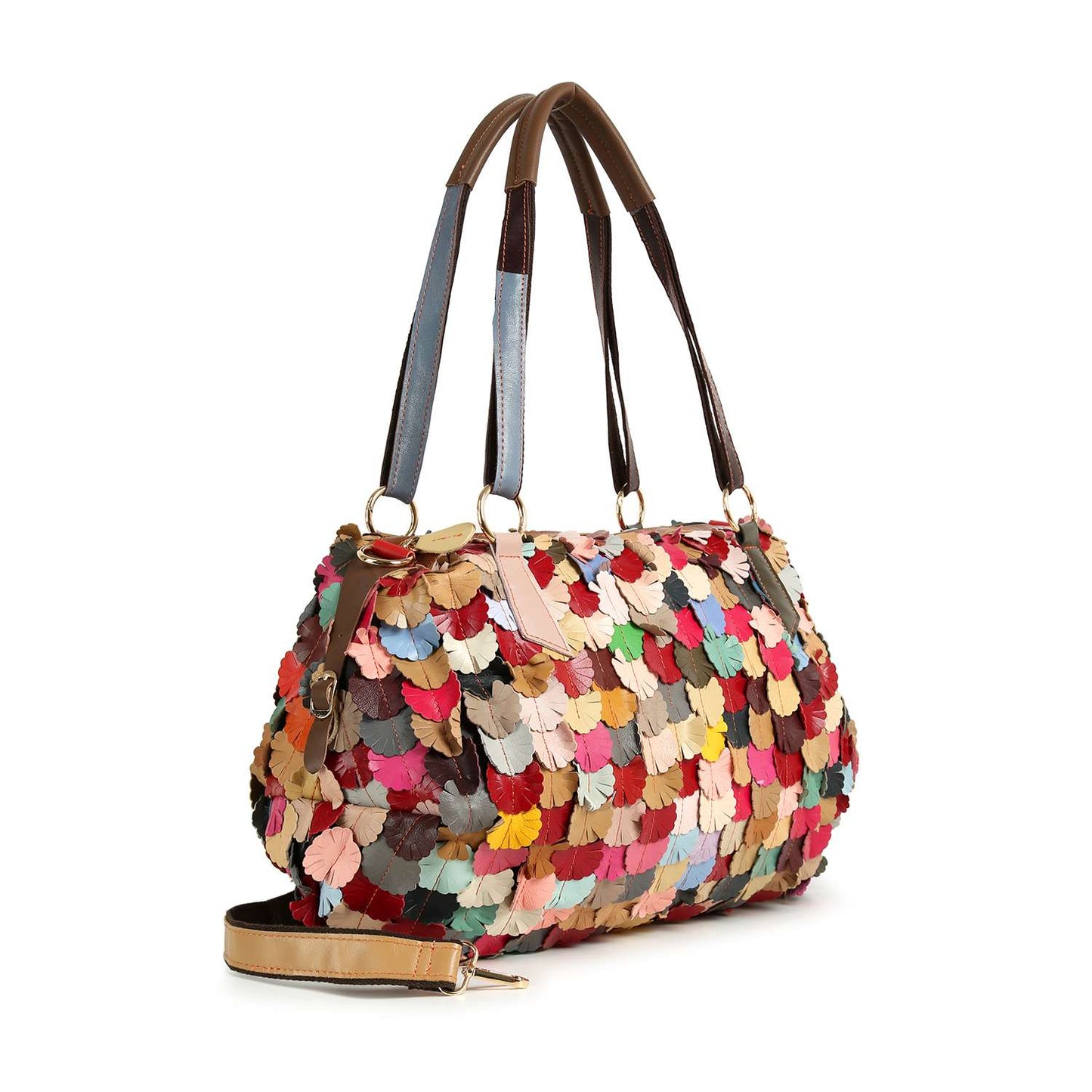 Handbag Express - Genuine Leather Colorful Petal  Weekender Bag: Multi