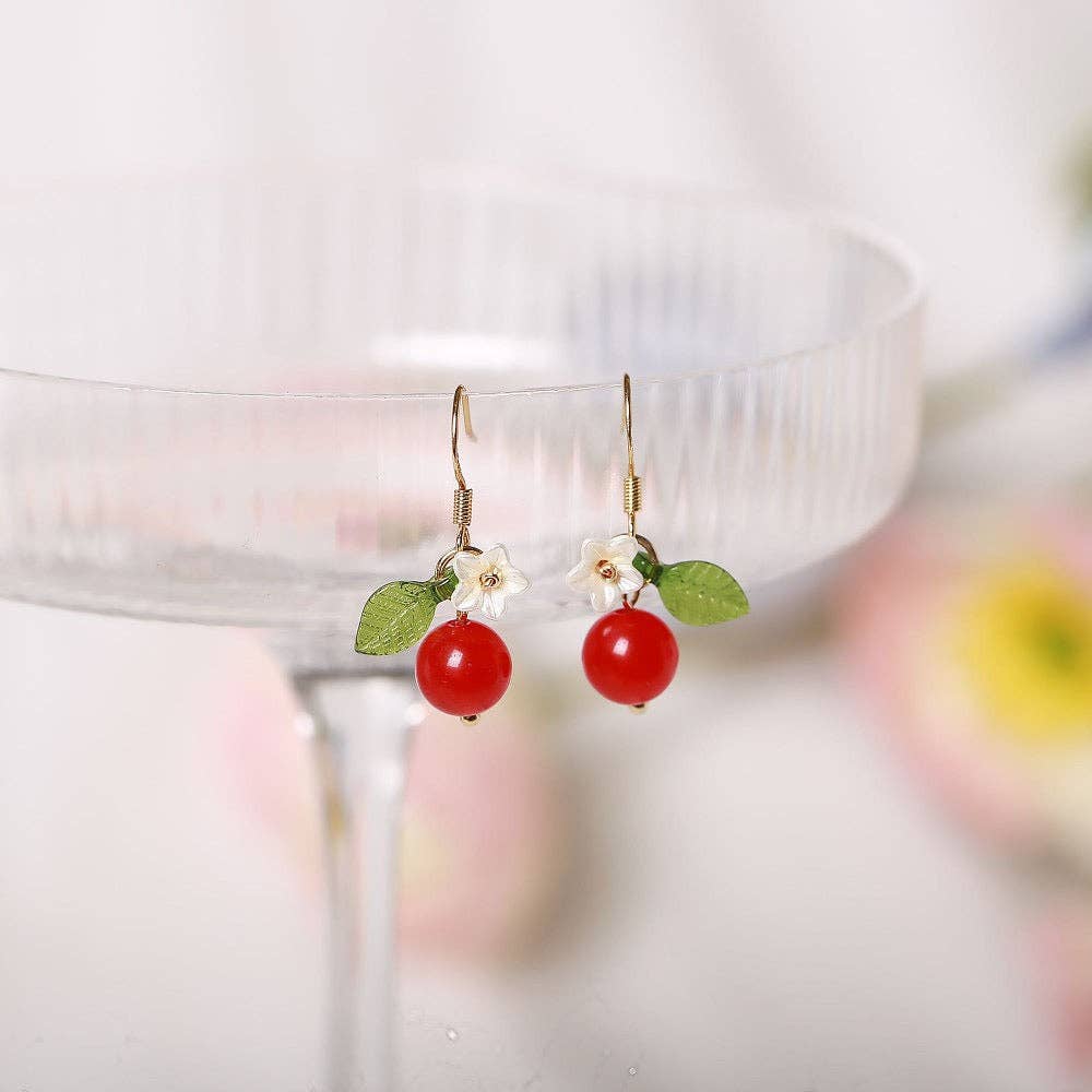 Haengseongworkshop - 18K Gold Plated S925 Silver 8mm Red Agate Earrings Dangle: Asymmetrical Dangle