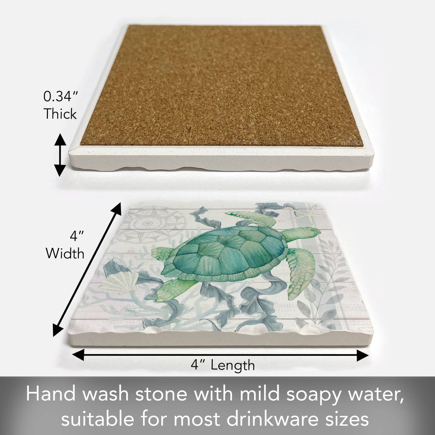 CounterArt/Highland Home/Thirstystone - Beach Therapy Turtle Single Absorbent Tumbled Tile Coaster