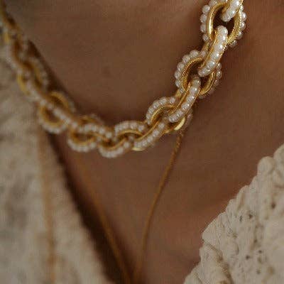 Cici’De Jewelry Amsterdam - Vintage Inspired Chunky Pearl Chain Necklace