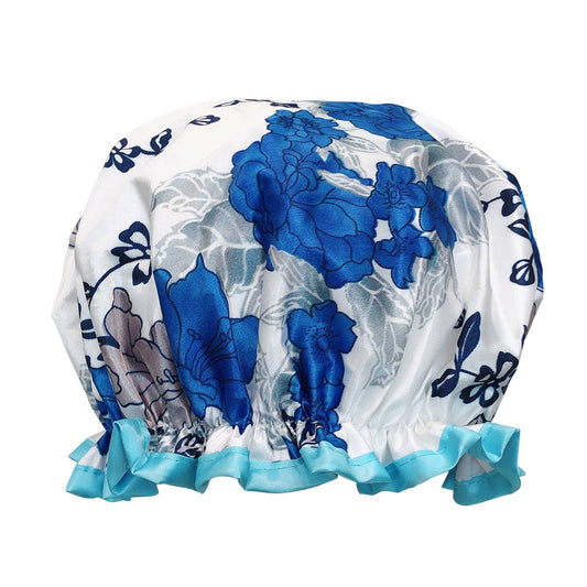 Wrapables.com - Wrapables Reusable Women's Waterproof Shower Caps: Blue Floral