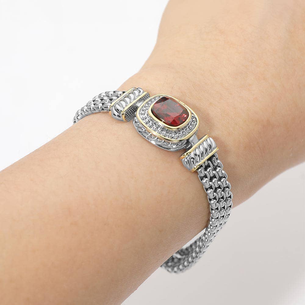 Sensibling Corp. - Square CZ Stone Magnetic Bracelet: Black